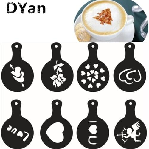 Cake Tool 8pcs/set Family Of Sugar Birthday Cake Spray Mold Decorating Screen Printing Film Coffee Tiramisu Spray A142