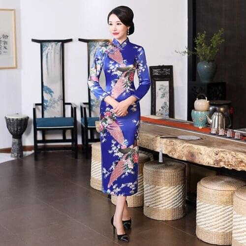 Women Rayon Chinese Dresses Qipao Vintage Evening Gown Short Sleeve Cheongsam Long Formal Party Vestidos Classic