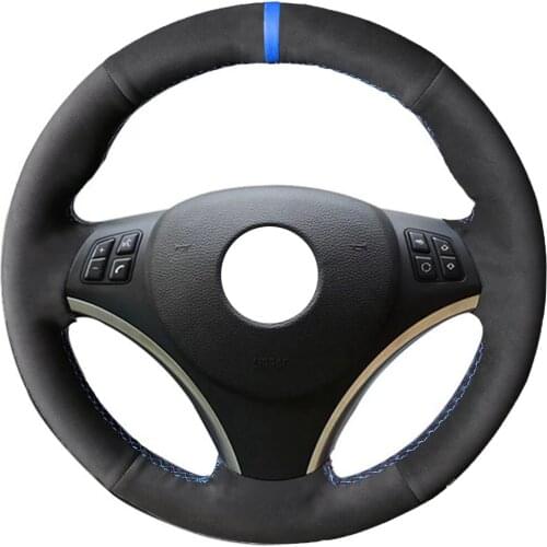 Alcantara Material Black Hand-Stitched Suede Leather Car Steering Wheel Cover for BMW E90 320i 325i 330i 335i E87 120i 130i 120d