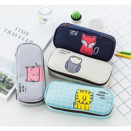 Cute Cartoon Pencil Case Large Capacity Pencil Bag Stationery Pen Organizer Pouch with Zip for Kid Boy Girl School Office Supply