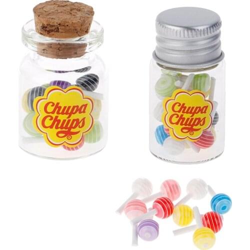 1/12 Miniature Food Dessert Sugar Mini Lollipops With Case Holder Candy For Doll House Kitchen Furniture Toys Accessories
