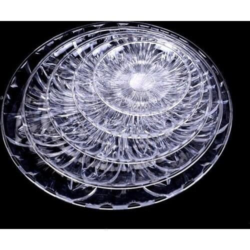 Multiple sizes Round Transparent Acrylic Plates Tray For Cake Delicate Lace Plate Dish for Fruit for KTV Multifunction Home
