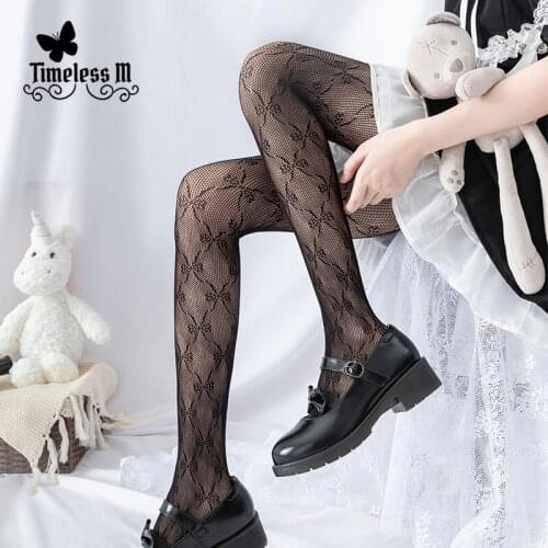 Fashion Lolita Cute Lace Pantyhose Over Knee Sexy Women Tights Good Stretch Kawaii Japanese Maid Anime White/Black Stocking 1PC