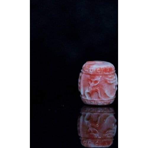 Fashion pink artificial coral 13*15mm drum carving flower loose beads hot sale diy charms jewelry 5pcs B932