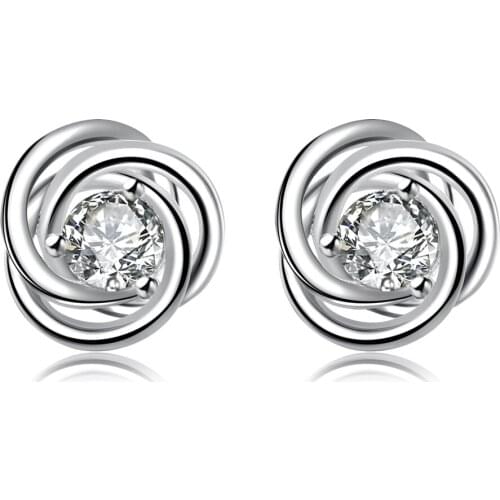 Fashion jewelry wholesale 2017 hot, S925 Silver color earrings, simple personality pattern Ms. zircon earrings E010