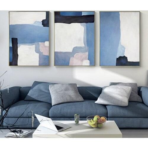 Marble Texture Abstract Poster White Blue Wall Art Print Modern Style Canvas Ink Painting Nordic Decorative Picture Home Decor