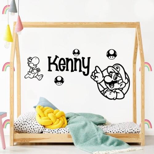 Cartoon Custom Name Super Mario Wall Sticker Pvc Wall Art Stickers Modern Fashion For Kids Rooms Decoration Decor Wall Decals