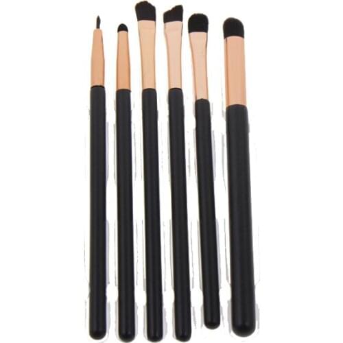 6pc Professional Cosmetic Makeup Eye Brush Kit Set Include Eye Crease Shadow Angled Highlighting Eyeliner Extra Fine Liner Brush