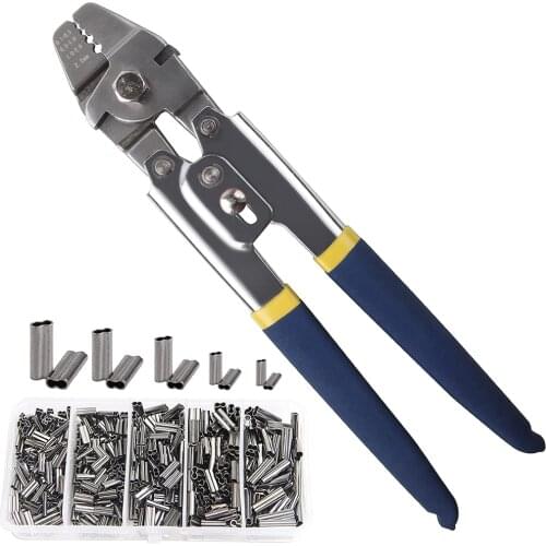 300pcs Crimp Fishing Sleeves Set With Crimping Pliers Heavy Duty Fishing Wire Leader Pipe Crimp Tube Sleeves Connector