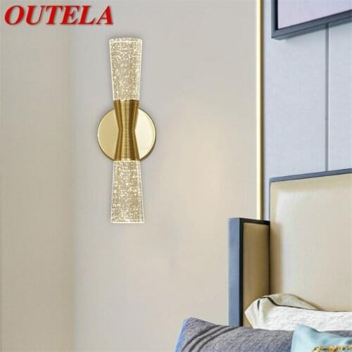 OUTELA Crystal Wall Lamp Sconce LED Fixture Modern 220V 110V Aluminum Indoor Wall Lights For Bedroom Living Room Office Hotel