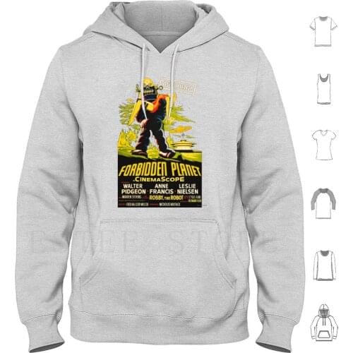 Forbidden Planet-Artwork Poster ( 1956 ) Hoodie Long Sleeve Forbidden Planet Leslie Nielsen Robby The Robot Taming Of The