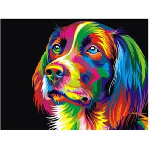 Full Square Cool Art "Colorful Animals Dog "5D DIY Diamond Painting Embroidery Cross Stitch Mosaic Home Decoration WG2193