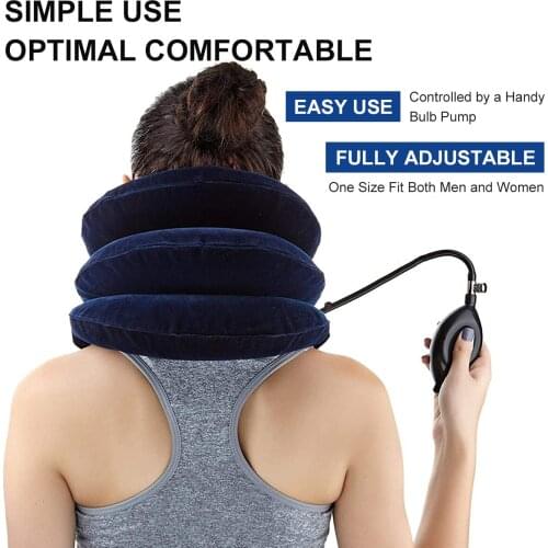 Neck Stretcher Collar Pain Relief for Chronic Neck & Shoulder Pain Neck Stretcher Cervical Traction Device 3 Tube Quick Inflate