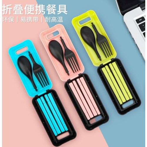 Foldable Tableware Portable Travel Hiking Dinnerware Sets Chopsticks Fork Spoon For Students Public Health