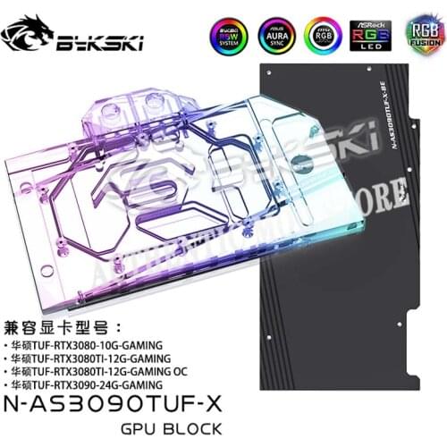 Bykski N-AS3090TUF-X GPU Water Cooling Block For ASUS TUF RTX3090/3080 GAMING Graphics Card,VGA Cooler 12V 4PIN RGB/5V 3PIN ARGB
