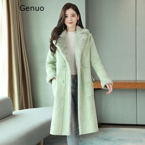 Genuo Coat Female Winter 2020 New Korean Version Of Loose Fur One Cotton Jacket Long Deer Suede Cotton Clothing