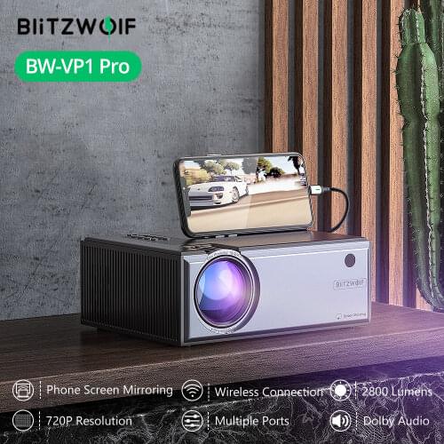 Blitzwolf BW-VP1-Pro LCD Projector 2800 Lumens Phone Same Screen 1080P Input Audio Wireless Smart Home Theater Projector Android