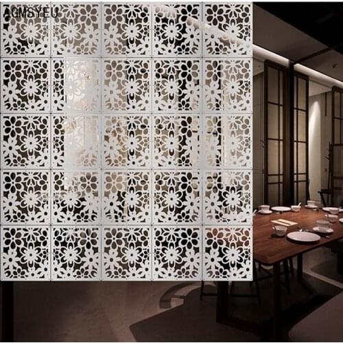 12pcs 29x29cm Hanging Screens Living Room Divider Panels Partition Wall Art Diy Home Decoration White Wood-plastic