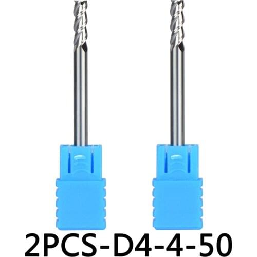 2pcs/lot D4-4-50 Tungsten Steel End Mills 3 Flute Flattened Head Milling Cutters Carbide End mills Machining for Aluminum
