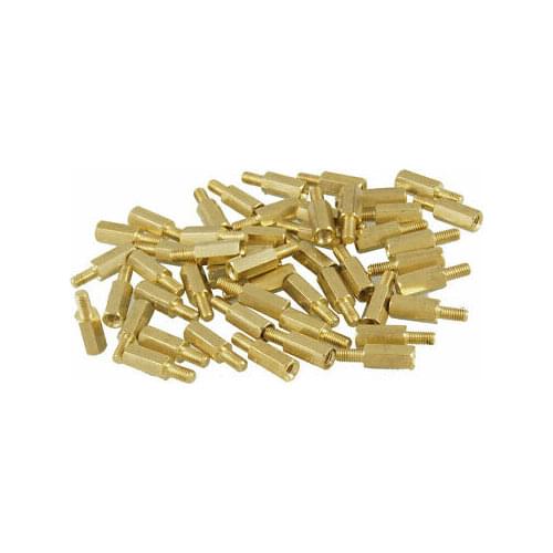 50 Pcs M3 Male x M3 Female 11mm Body Brass Screw PCB Stand-off Spacers M3X11+6MM