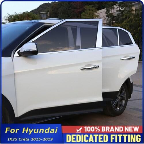 For Hyundai IX25 Creta 2015 2016 2017 2018 2019 Stainless Steel Window Trims Center Pillar Cover Trims Auto Parts 8Pcs