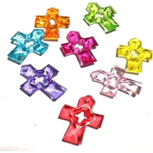 100PCS Mixed Transparent cartoon Acrylic angel Pendants cross Charm Round circle Faceted Heart Beads Jewelry Findings Gift