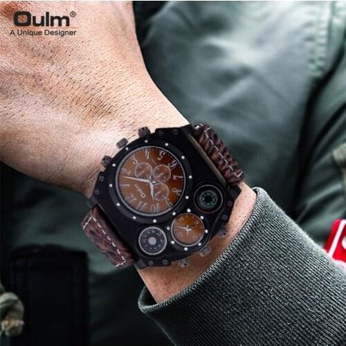 New Mens Multi Dial Double Time Zone Quartz Watch Fashion Compass Multi Function Mens Watch