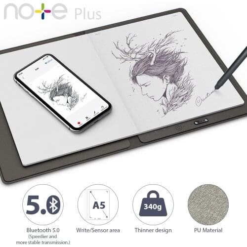 XP PEN Note Plus Bluetooth 5.0 Compatible Battery-free Pen Digital Writing Pad A5 Size Work for ios and Android Device