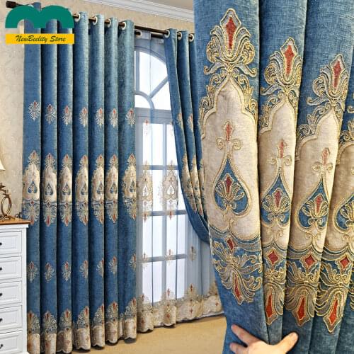 European Luxury Curtains Blackout Window Curtains for Living Room Bedroom Curtains Kitchen Modern Decoration Drapes Blinds