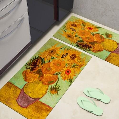 Art Kitchen Floor Mat Sun Flower Doormat Yellow Floral Area Rugs Home Living Room Bedroom Decoration Carpet Outdoor Picnic