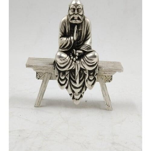 Collection China Copper Bench Bodhidharma Buddha Sculpture Metal Crafts Home Decoration
