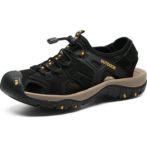 Leather Business Casual Shoes Breathable Design Summer Beach Men Sandals Roman Slippers