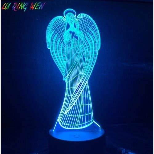 Best Baby Led Night Light Angel Nightlight for Kids Bedroom Sleeping Lamp 3D Illusion Child Birthday Gift Led Night Lamp Angel