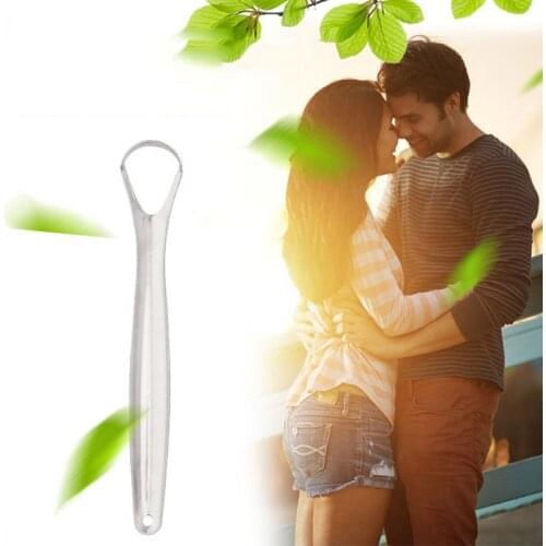 1PC Stainless Steel Reusable Oral Tongue Cleaner Brush Useful Tongue Scraper Mouth Brush Fresh Breath Adults Kids Oral Hygiene