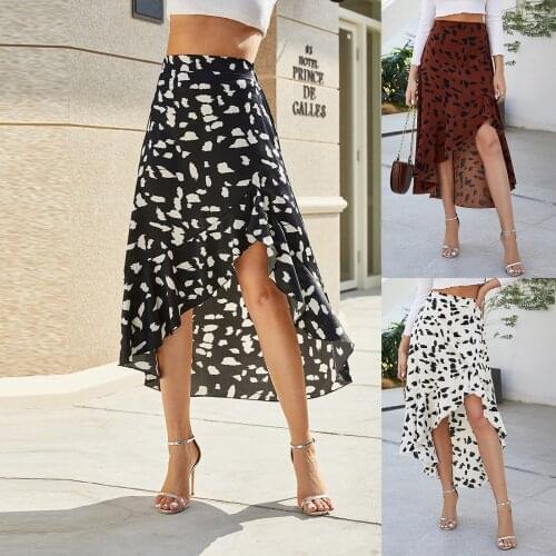 Fashion Womens Prints Irregular Tassels Wrap Vacation Beach Dress Half Skirt Womens Casual Retro High Waist Evening Party