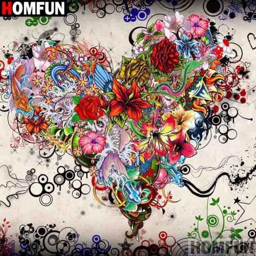HOMFUN Square/Round Drill 5D DIY Diamond Painting "Rose flower heart" Embroidery Cross Stitch Full Rhinestone Decor A00126