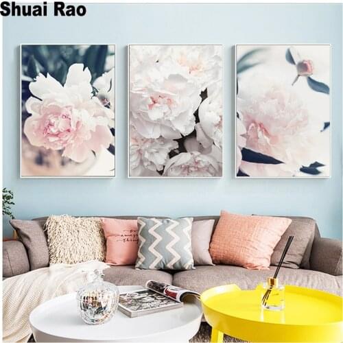 Pink peony Flower diamond painting full drill square round diamond embroidery 3pcs set still life home decoration 2020 gift