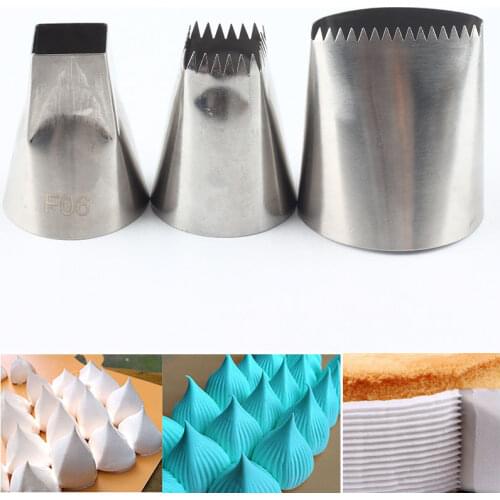 3Pcs Extra Large Stainless Steel Russian Nozzle Icing Piping Nozzles Pastry Tips Fondant Cupcake Baking Cake Decorating Tools