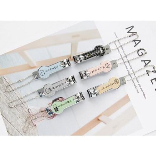 Stainless Steel Curved Nail Clippers Cute Cartoon Meow Cat Cactus Pedicure Manicure Trimmer Portable Scissor With Keychain