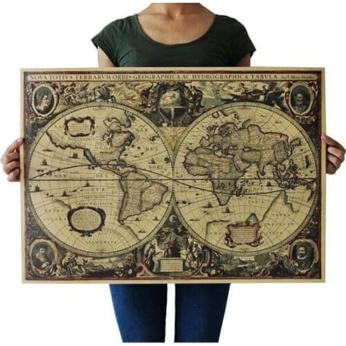 New 1641 ancient nautical charts vintage kraft paper poster wall stickers room decoration home decal global maps mural art
