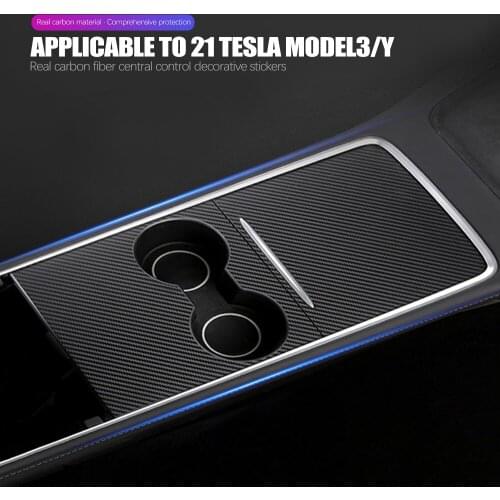 PACEWALKER For 2021 Tesla Model3 ModelY Armrest box center control carbon pattern patch