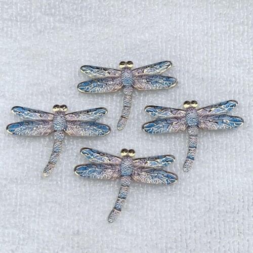 Flat Back Resin Dragonfly Acrylic Cartoon Craft DIY 1Hole Embellishment Accessories Scrapbooking Decoration 31*45mm 8pcs -B637