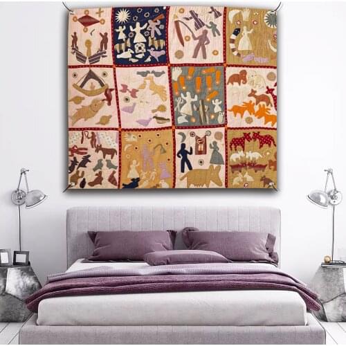 QSUM High-class Small Wall Decor Tapestry Human Evolution Pattern Free Hanging Tapestry for Office Decoration
