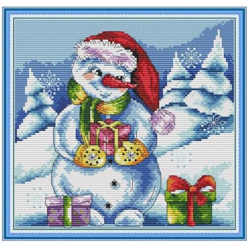 Snowmans Christmas Gift counted printed on the canvas 11CT 14CT DIY kits wholesale Cross Stitch embroidery needlework Sets