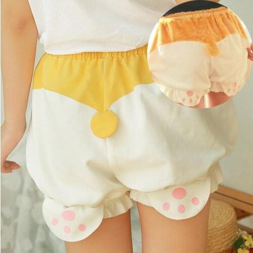 Cartoon Cute Corgi Butt Shorts Sleep Bottoms Women Kawaii Cosplay Harajuku Pumpkin Bloomers Pajamas UnderPants Safety Shorts