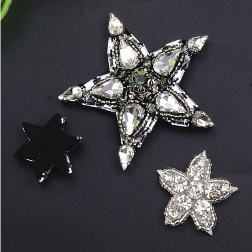 Glass Diamond Patches 10Pcs Design Sew On Beaded Rhinestones Transfer Diy Motifs Applique Glue On Kid Garment Bag Shoe Dress