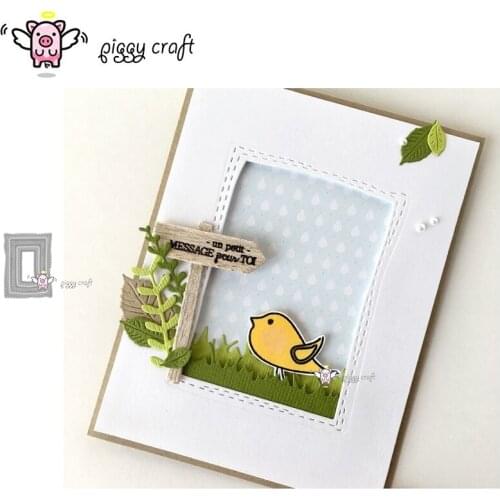 Piggy Craft metal cutting dies cut die mold Dotted rectangle frame Scrapbook paper craft knife mould blade punch stencils dies