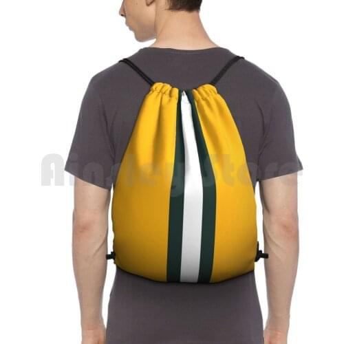 Green Bay Football Backpack Drawstring Bags Gym Bag Waterproof Green Bay Football Green Yellow Sports Team Player Ball