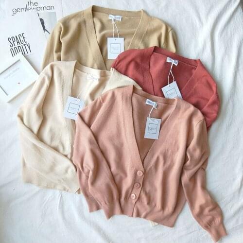 Women Sweater Cardigans 2019 Autumn Winter V neck Long Sleeve Jumper Loose Outerwear Elegant Casual Ladies Tops XZ522