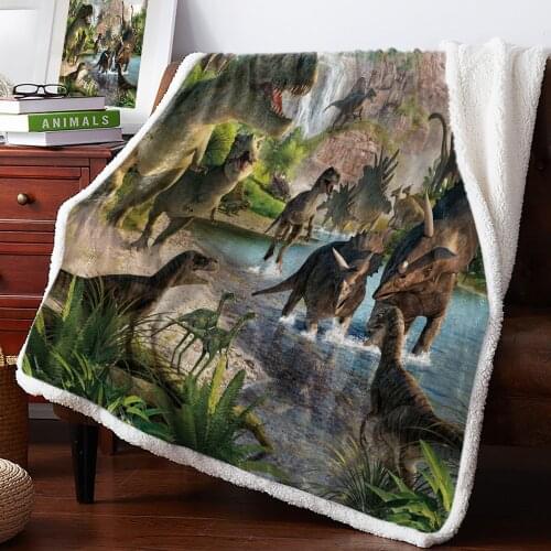 Winter Cashmere Blanket 3D Cartoon Dinosaur Coverlet Blanket Travel Throws Fleece Cover Throw Sherpa Blankets Improve Sleep